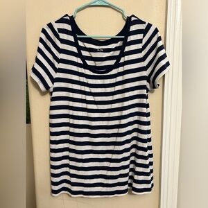 Navy and White Striped Women's Top